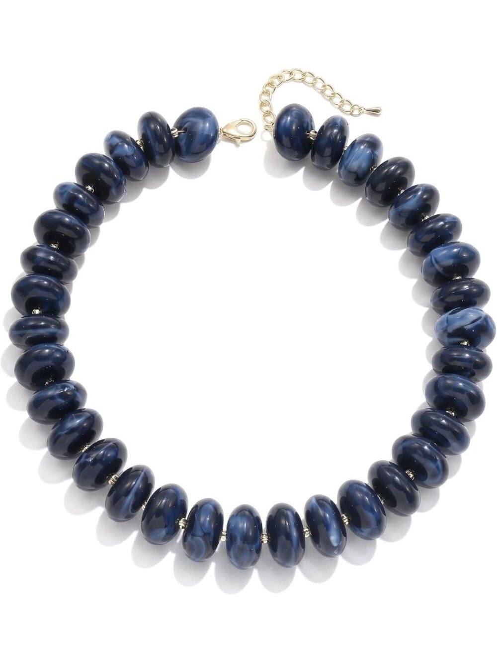 Women's Navy Blue Acrylic Chunky Beaded Choker Necklace Statement Jewelry Gift